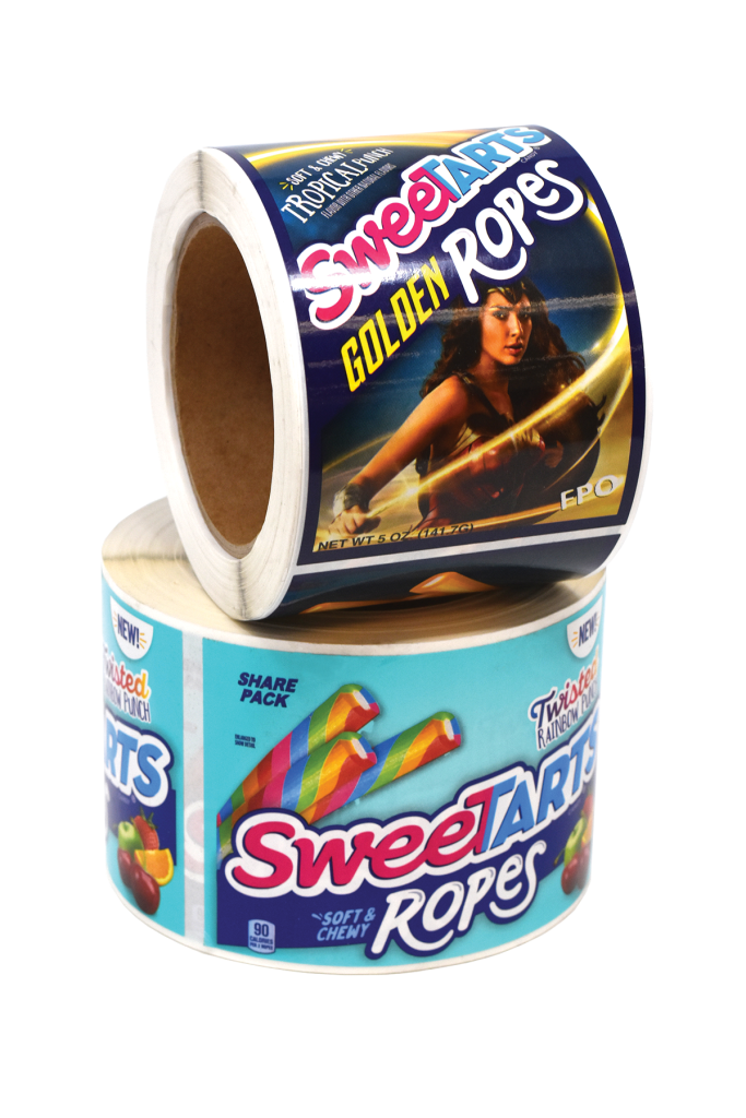 Rolls of labels for SweetTarts Ropes